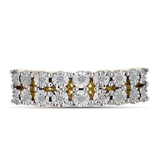 Inel din Argint 925 Placat cu Aur ( 4.11 grame ) cu Diamant Alb 0.12 Carate