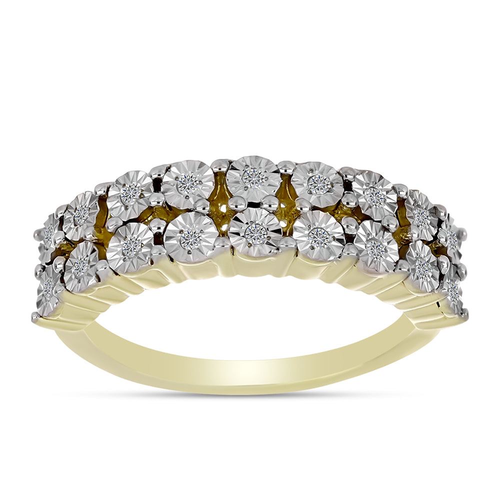 Inel din Argint 925 Placat cu Aur ( 4.11 grame ) cu Diamant Alb 0.12 Carate
