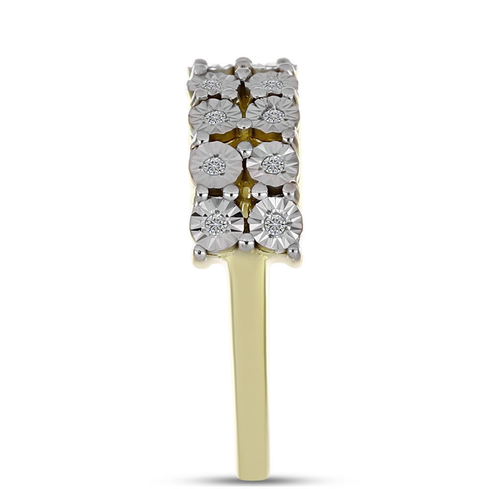 Inel din Argint 925 Placat cu Aur ( 4.11 grame ) cu Diamant Alb 0.12 Carate 4 