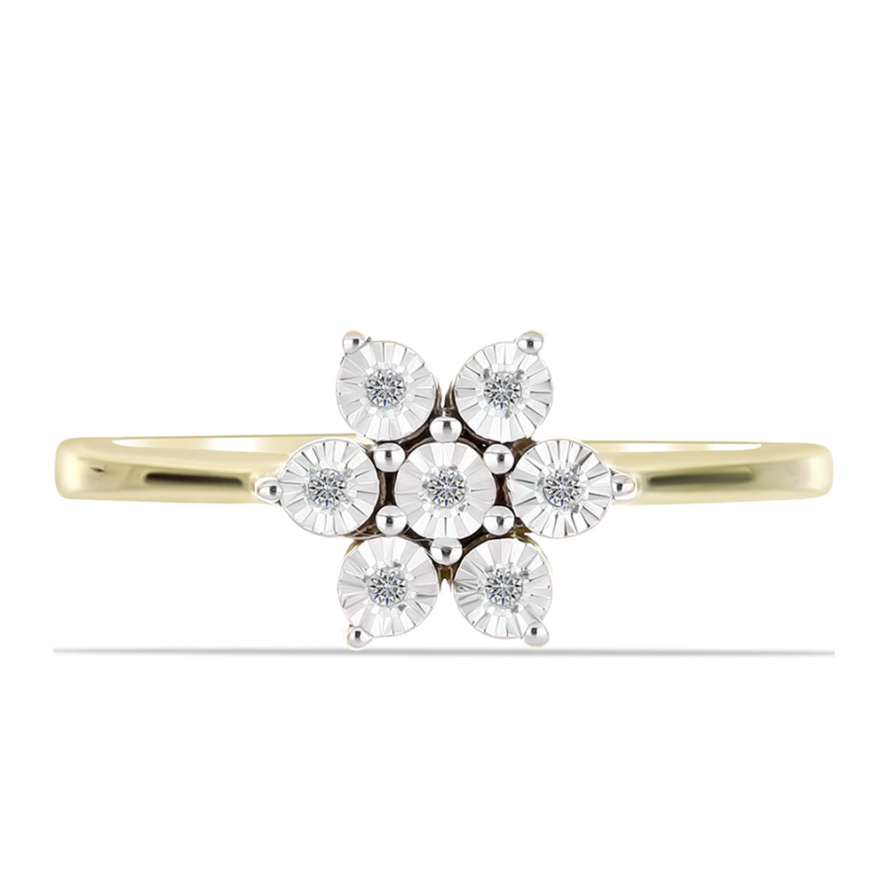 Inel din Argint 925 Placat cu Aur ( 2.68 grame ) cu Diamant Alb 0.04 Carate