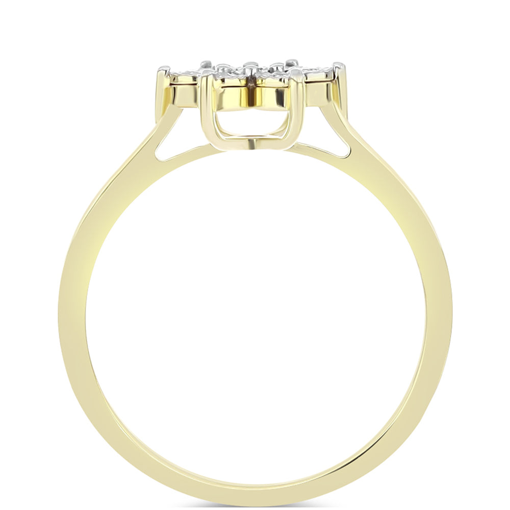 Inel din Argint 925 Placat cu Aur ( 2.68 grame ) cu Diamant Alb 0.04 Carate 2 