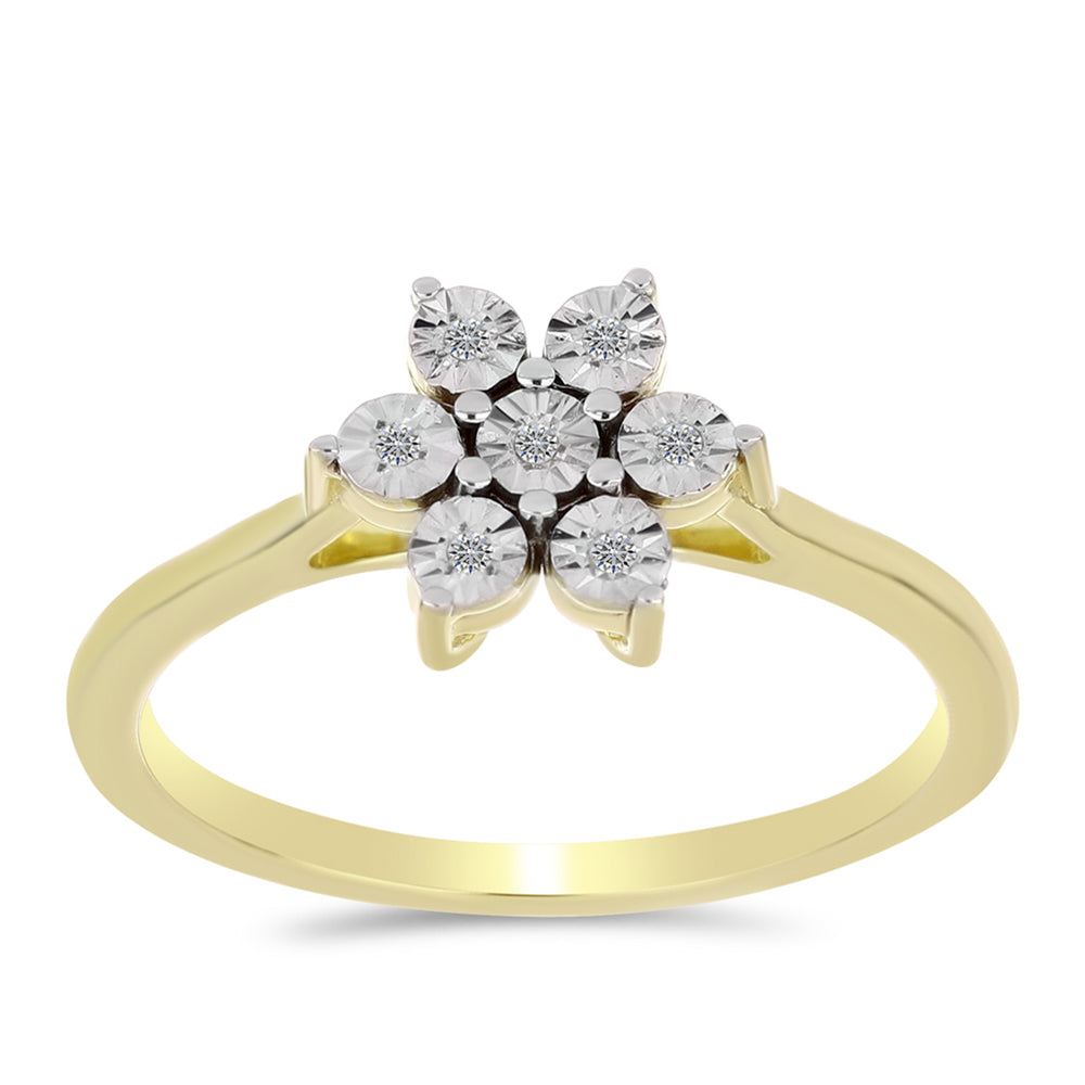 Inel din Argint 925 Placat cu Aur ( 2.68 grame ) cu Diamant Alb 0.04 Carate 3 