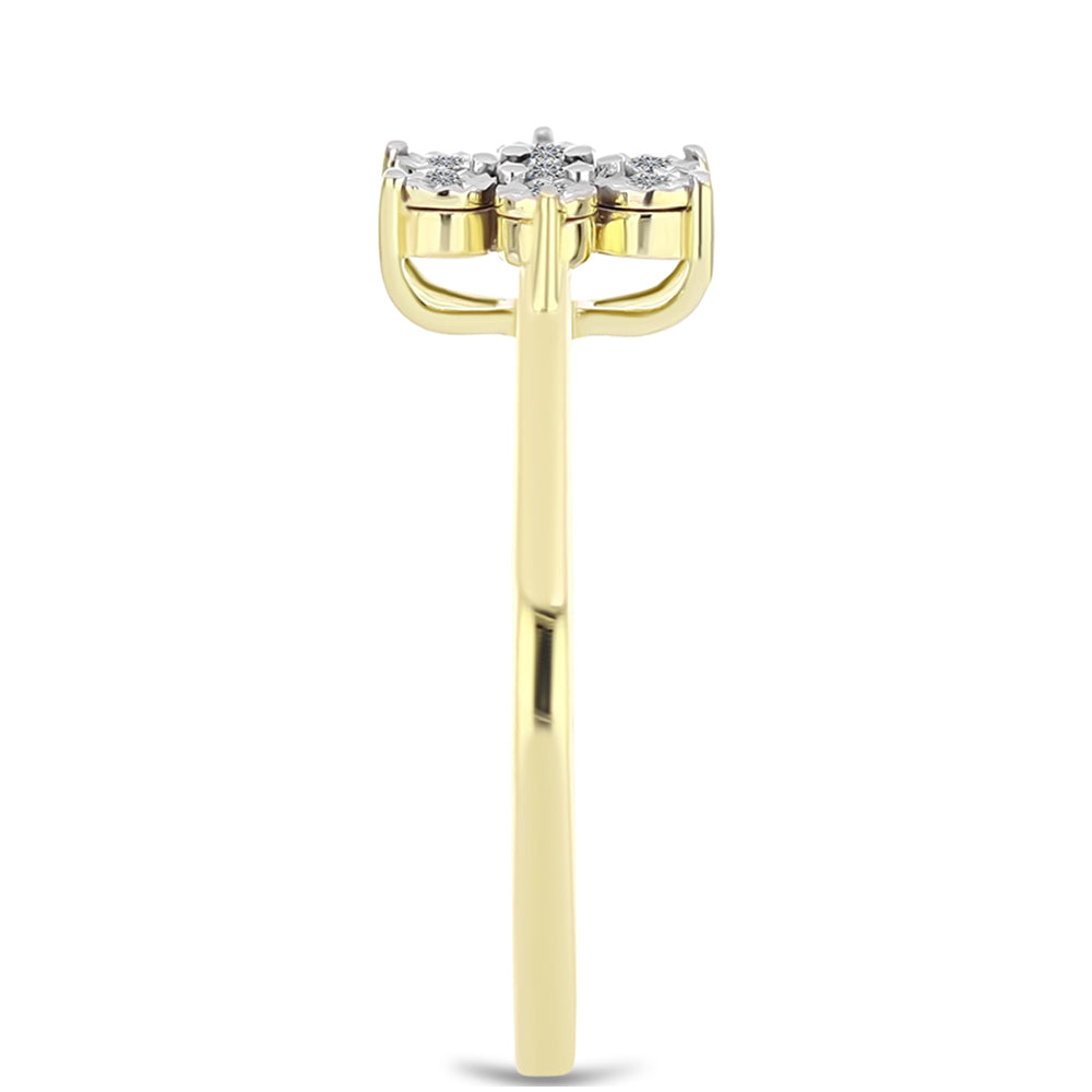 Inel din Argint 925 Placat cu Aur ( 2.68 grame ) cu Diamant Alb 0.04 Carate 4 