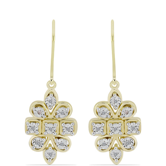 Cercei din Argint 925 Placat cu Aur ( 6.46 grame ) cu Diamant Alb 0.09 Carate