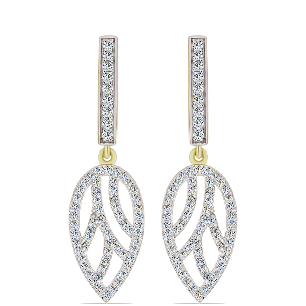 Cercei din Argint 925 Placat cu Aur ( 4.69 grame ) cu Diamant Alb și Topaz Alb 1.14 Carate 1 