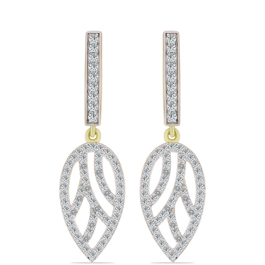 Cercei din Argint 925 Placat cu Aur ( 4.69 grame ) cu Diamant Alb și Topaz Alb 1.14 Carate