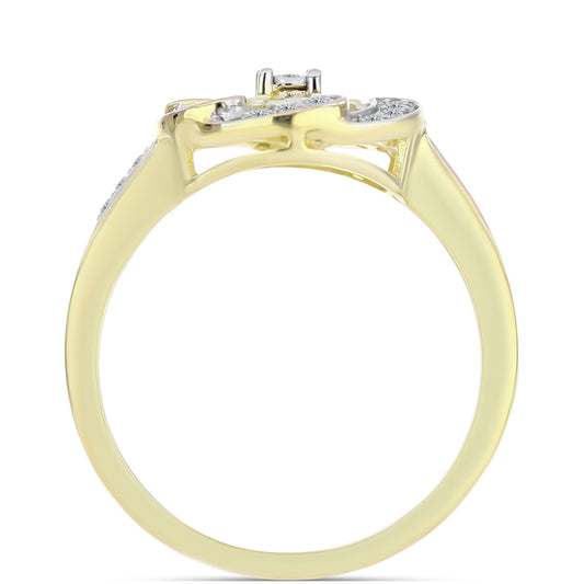 Inel din Argint 925 Placat cu Aur ( 3.2 grame ) cu Diamant Alb și Topaz Alb 0.21 Carate