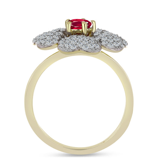 Inel din Argint 925 Placat cu Aur ( 5.21 grame ) cu Rubin Malagasy și Topaz Alb 2.44 Carate