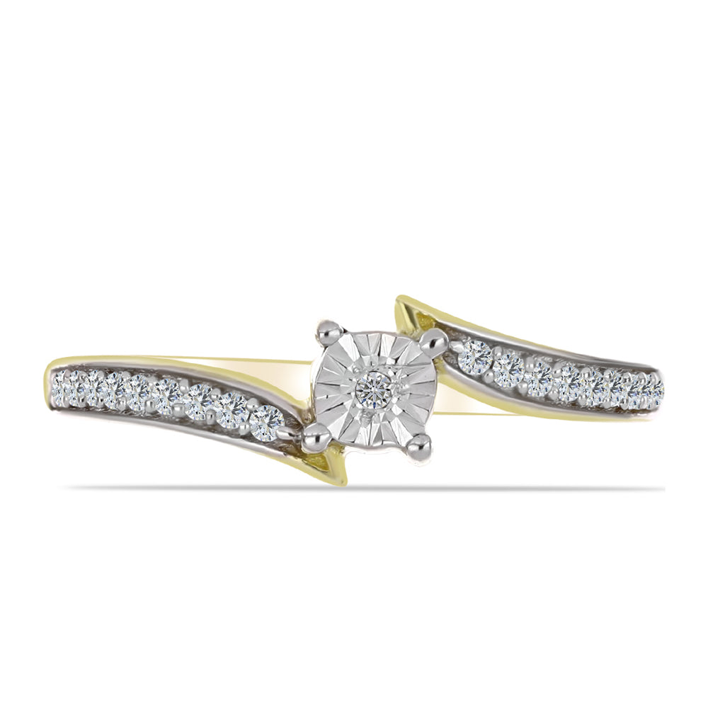 Inel din Argint 925 Placat cu Aur ( 1.88 grame ) cu Diamant Alb și Topaz Alb 0.15 Carate