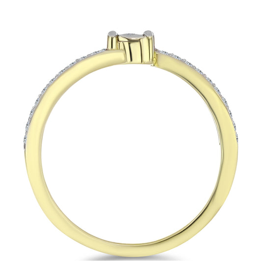 Inel din Argint 925 Placat cu Aur ( 1.88 grame ) cu Diamant Alb și Topaz Alb 0.15 Carate