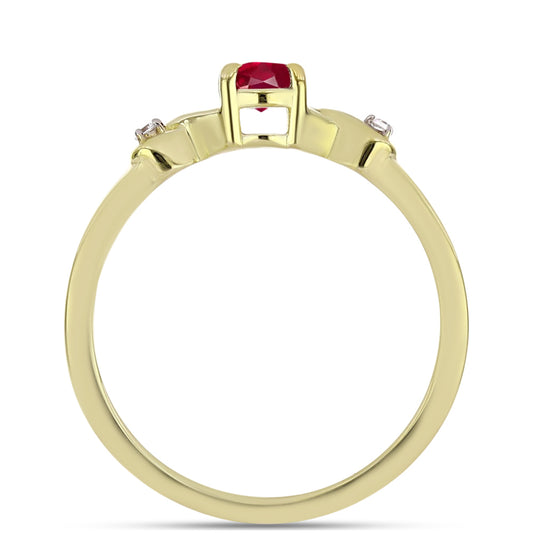 Inel din Argint 925 Placat cu Aur ( 1.84 grame ) cu Rubin Malagasy și Topaz Alb 0.48 Carate