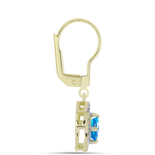 Cercei din Argint 925 Placat cu Aur ( 2.8 grame ) cu Opal Etiopian ”Paradis” și Topaz Alb 0.7 Carate