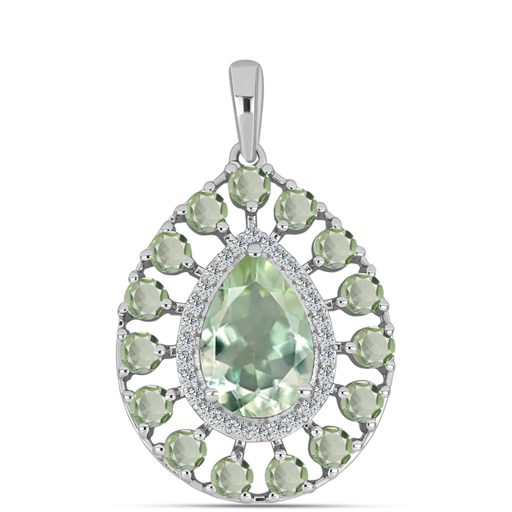 Pandantiv din Argint 925 ( 3.33 grame ) cu Ametist Verde și Topaz Alb 4.45 Carate 1 