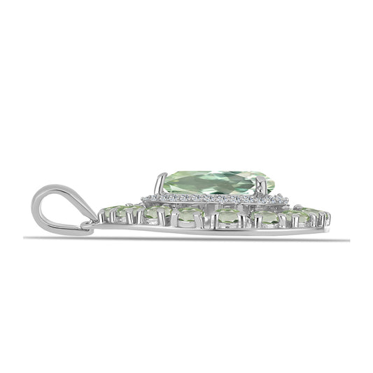 Pandantiv din Argint 925 ( 3.33 grame ) cu Ametist Verde și Topaz Alb 4.45 Carate