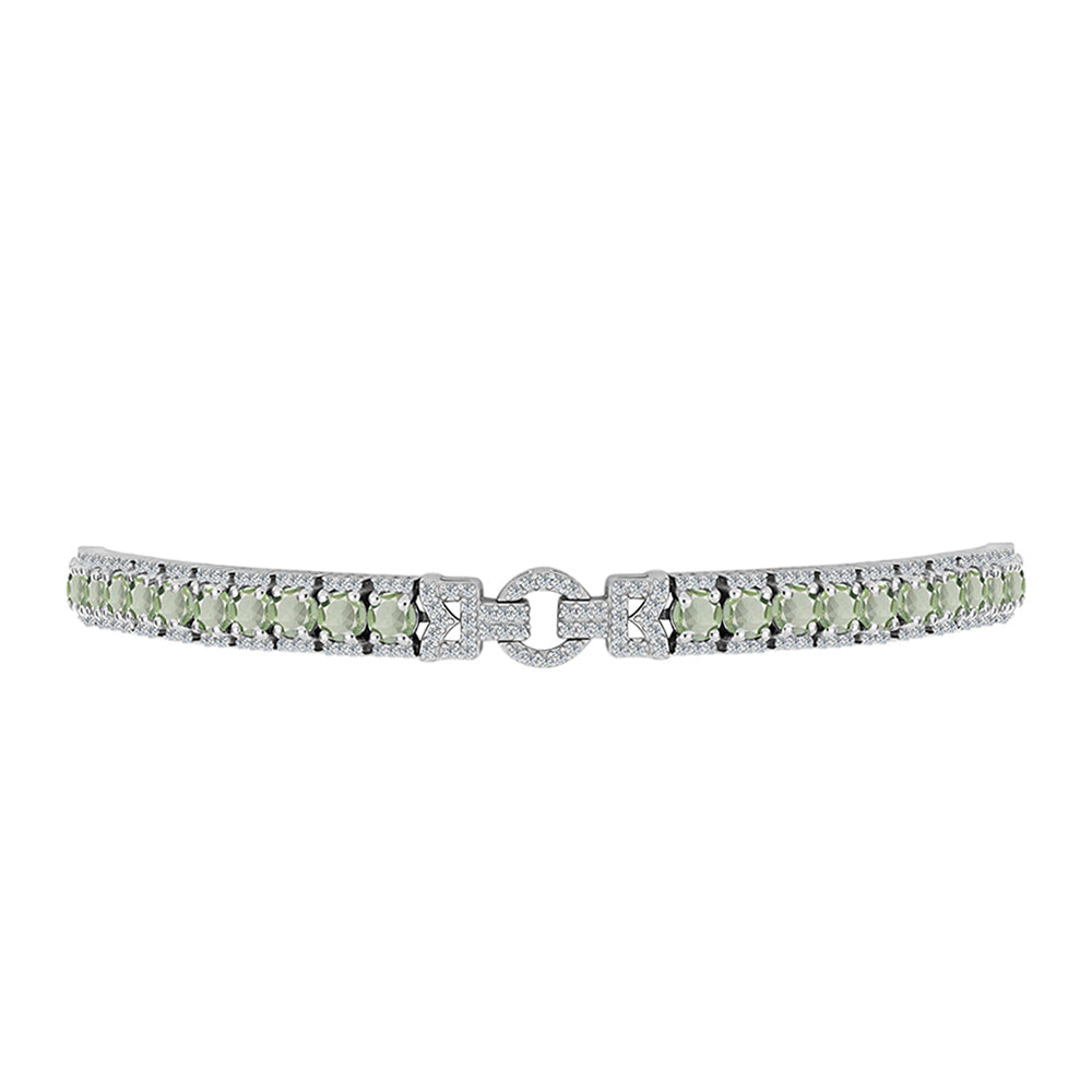 Brățară din Argint 925 ( 12.35 grame ) cu Ametist Verde și Topaz Alb 6.77 Carate 2 