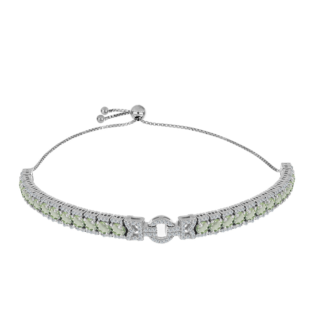 Brățară din Argint 925 ( 12.35 grame ) cu Ametist Verde și Topaz Alb 6.77 Carate 1 