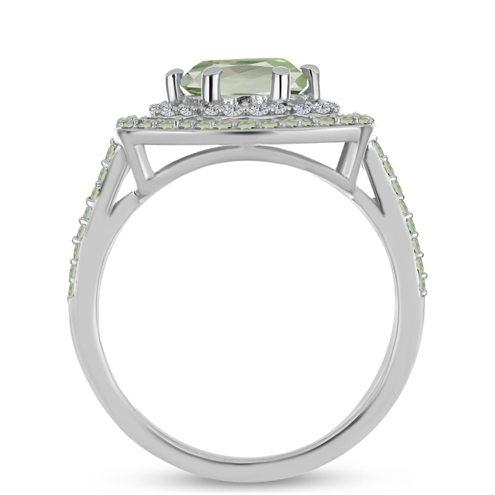 Inel din Argint 925 ( 3.35 grame ) cu Ametist Verde și Peridot Changbai 2.28 Carate 2 