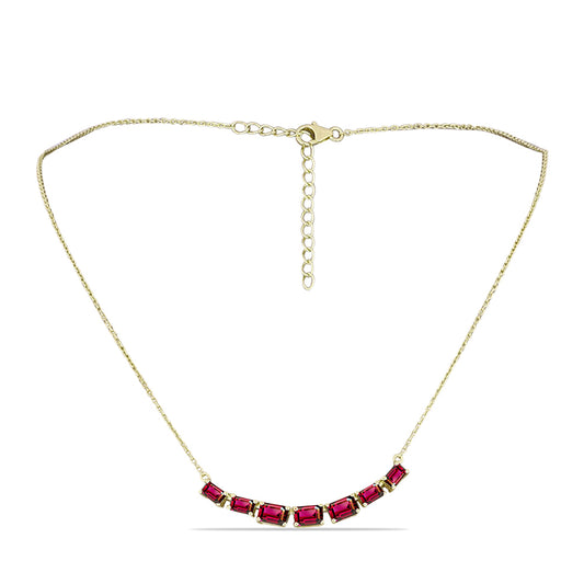 Colier din Argint 925 Placat cu Aur ( 4.2 grame ) cu Granat Rodolit 3.96 Carate