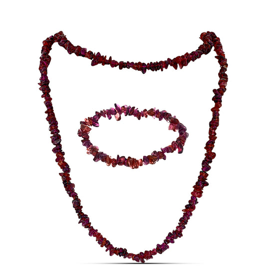 Set din Pepită ( 67.42 grame ) cu Granat Rodolit 337.11 Carate ( Colier+Brățară )