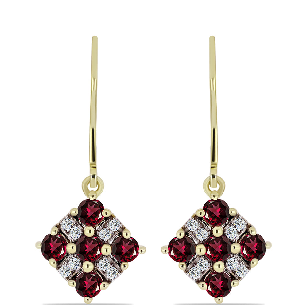 Cercei din Argint 925 Placat cu Aur ( 2.57 grame ) cu Granat Rodolit și Topaz Alb 1.65 Carate 1 