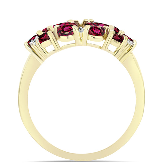 Inel din Argint 925 Placat cu Aur ( 3.03 grame ) cu Granat Rodolit și Topaz Alb 2.91 Carate