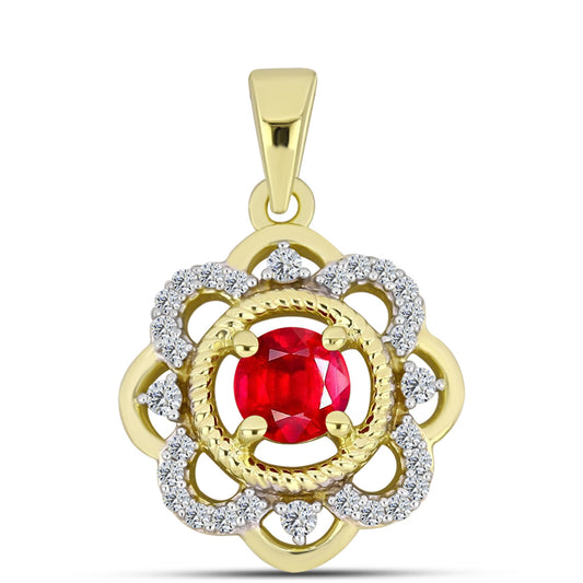 Pandantiv din Argint 925 Placat cu Aur ( 2.06 grame ) cu Agat Roșu și Topaz Alb 0.66 Carate