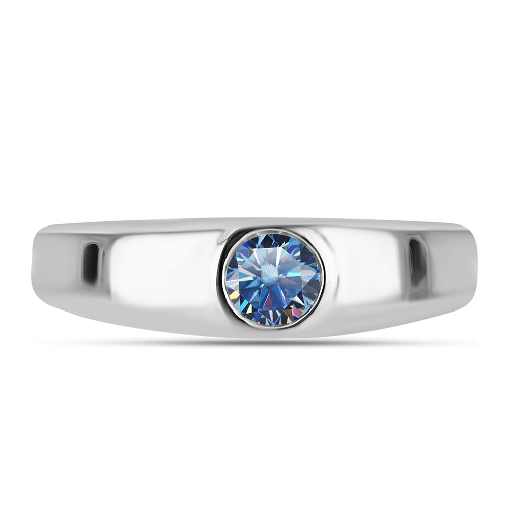 Inel din Argint 925 ( 2.99 grame ) cu Moissanite Albastru Oceanic 0.32 Carate 1 