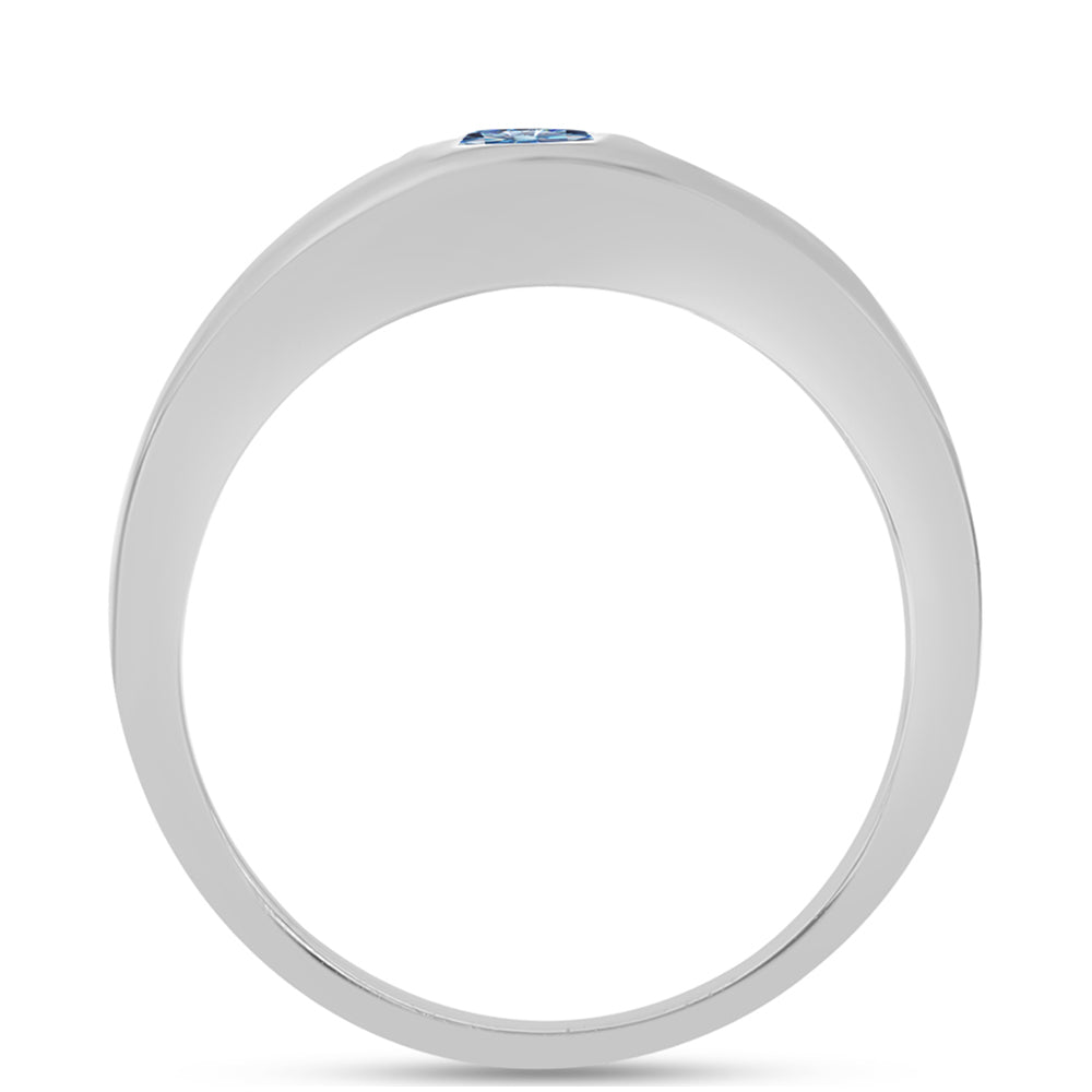 Inel din Argint 925 ( 2.99 grame ) cu Moissanite Albastru Oceanic 0.32 Carate