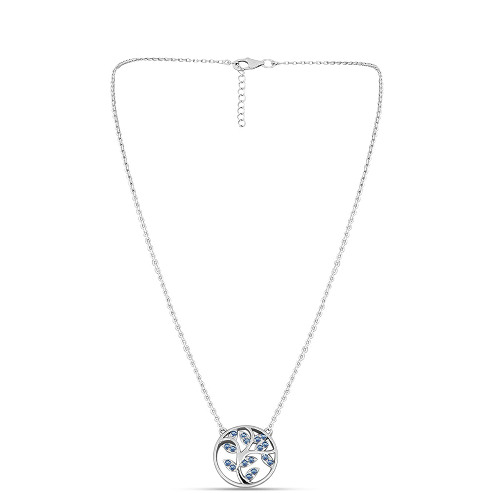 Colier din Argint 925 ( 3.96 grame ) cu Moissanite Albastru Oceanic 0.28 Carate 1 
