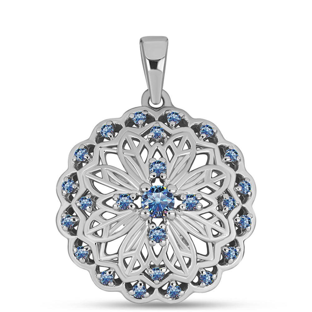 Pandantiv din Argint 925 ( 2.16 grame ) cu Moissanite Albastru Oceanic 0.37 Carate 1 