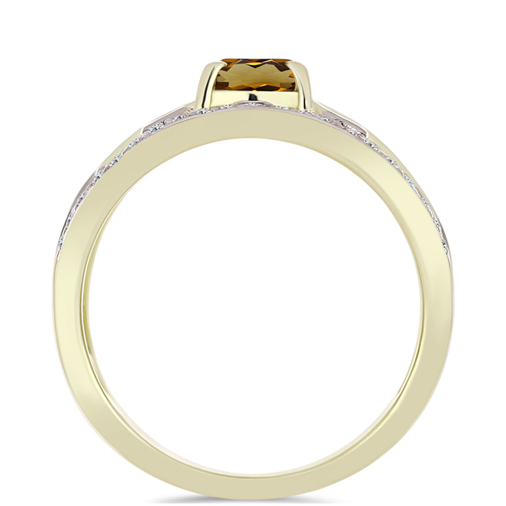 Inel din Argint 925 Placat cu Aur ( 4.64 grame ) cu Cuarț Coniac și Topaz Alb 1.43 Carate 2 