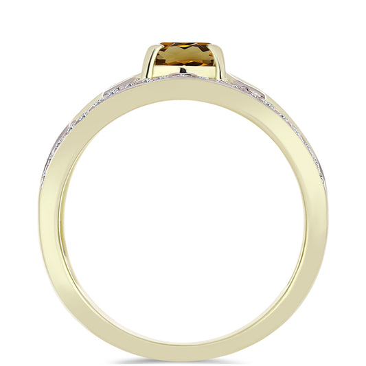 Inel din Argint 925 Placat cu Aur ( 4.64 grame ) cu Cuarț Coniac și Topaz Alb 1.43 Carate