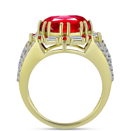 Inel din Argint 925 Placat cu Aur ( 5.03 grame ) cu Agat Roșu și Zircon Alb 6.51 Carate