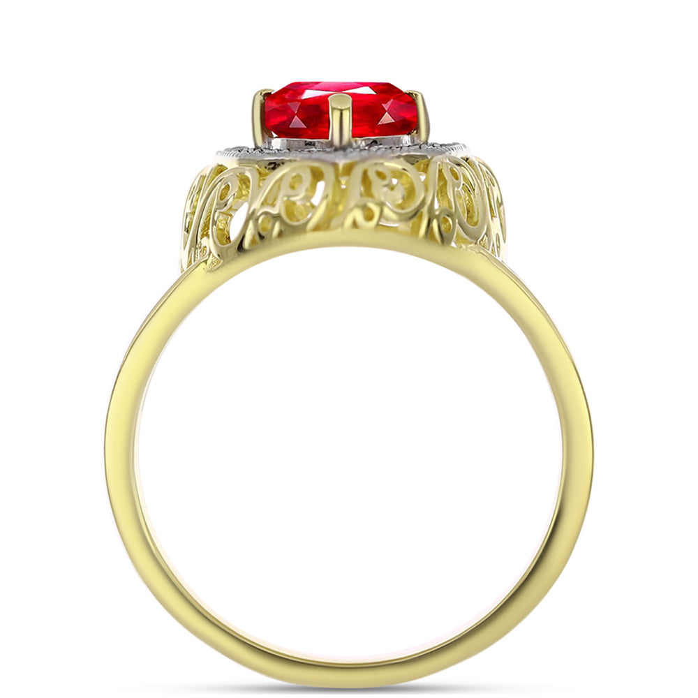 Inel din Argint 925 Placat cu Aur ( 3.96 grame ) cu Agat Roșu și Topaz Alb 1.29 Carate 2 