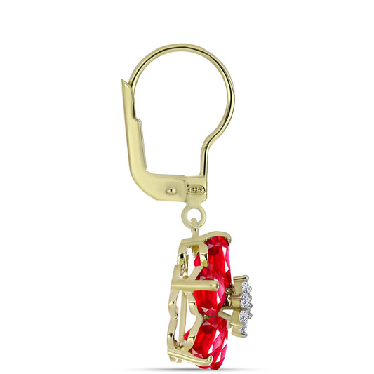 Cercei din Argint 925 Placat cu Aur ( 2.61 grame ) cu Agat Roșu și Topaz Alb 4.7 Carate