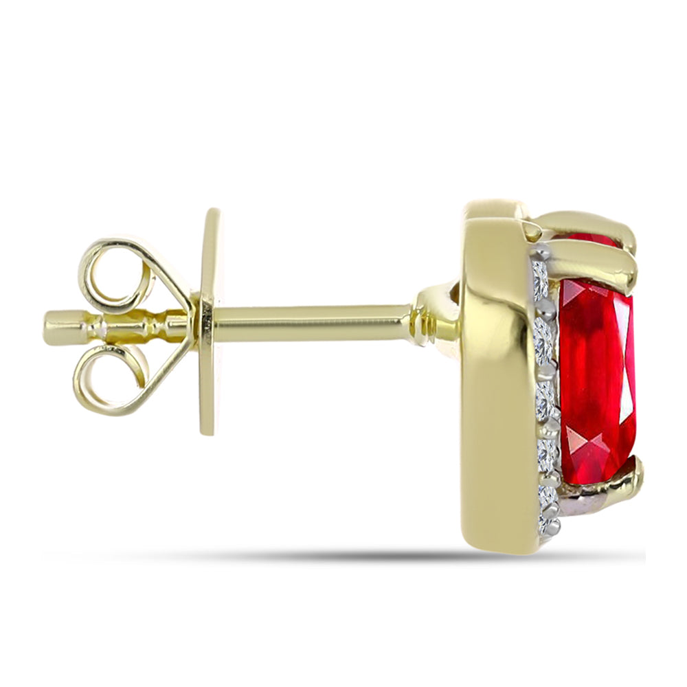 Cercei din Argint 925 Placat cu Aur ( 2.64 grame ) cu Agat Roșu și Topaz Alb 2.37 Carate 2 