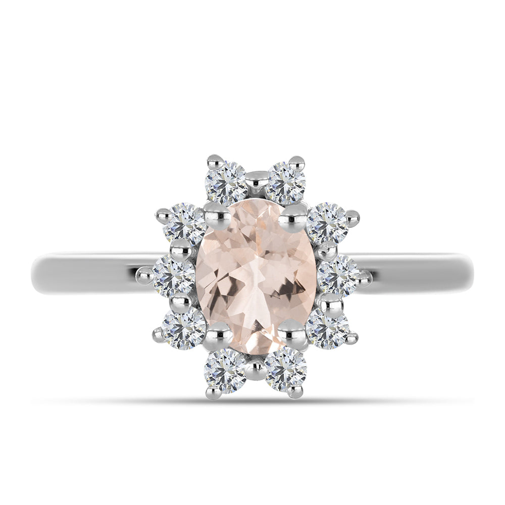 Inel din Argint 925 ( 2.23 grame ) cu Morganit Gozareh și Topaz Alb 0.99 Carate 1 