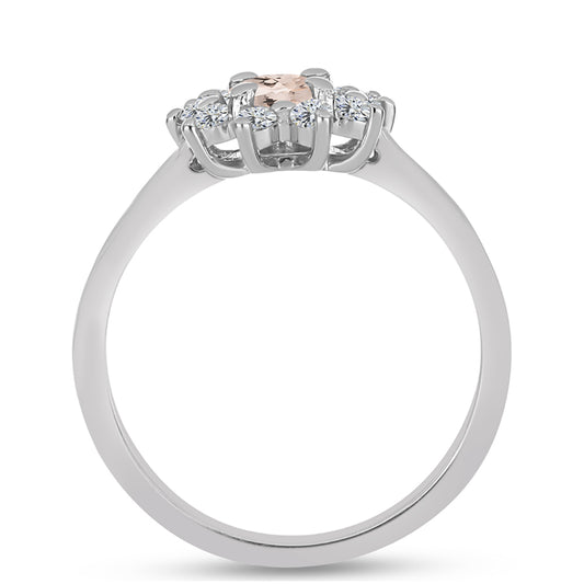 Inel din Argint 925 ( 2.23 grame ) cu Morganit Gozareh și Topaz Alb 0.99 Carate
