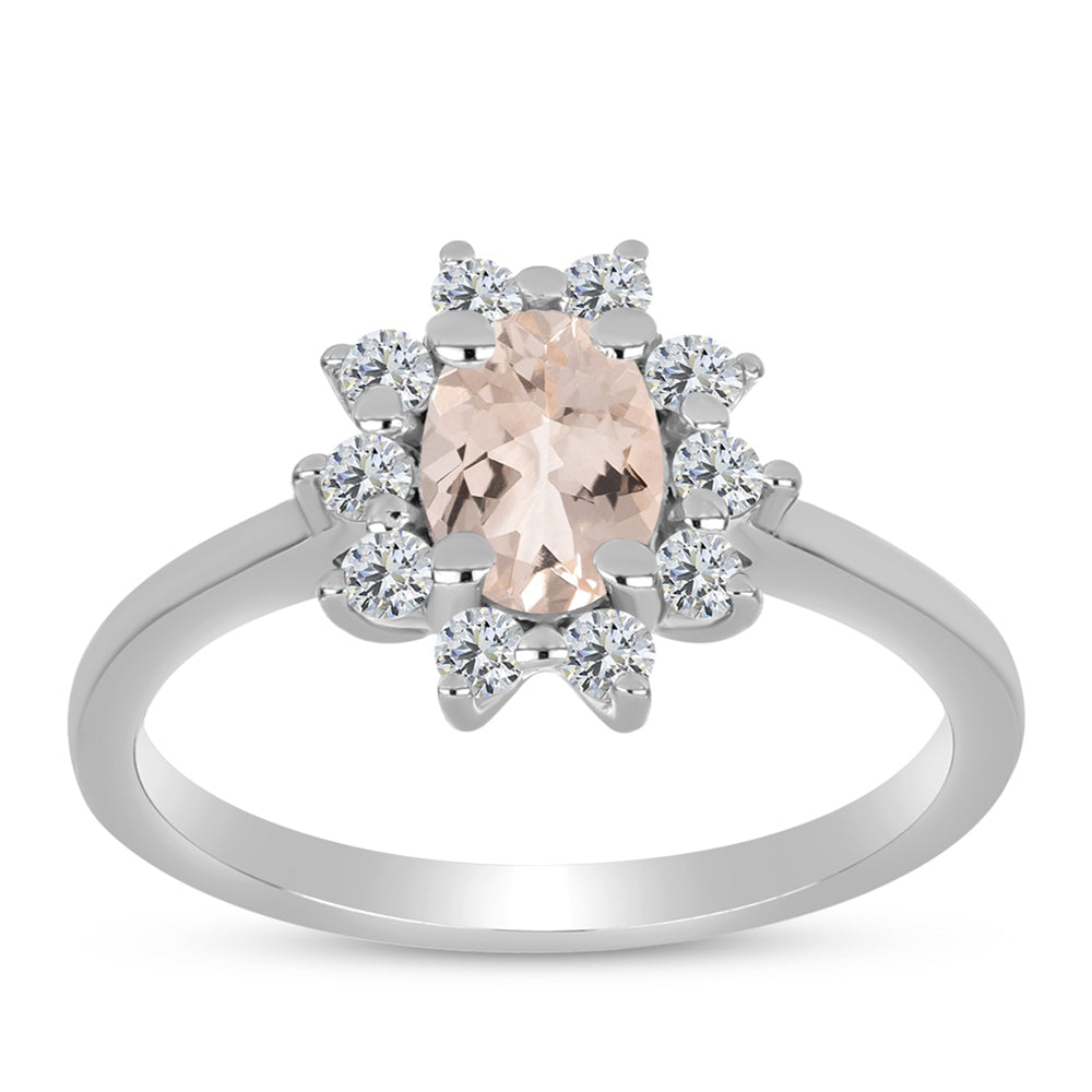 Inel din Argint 925 ( 2.23 grame ) cu Morganit Gozareh și Topaz Alb 0.99 Carate 3 