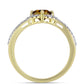 Inel din Argint 925 Placat cu Aur ( 2.18 grame ) cu Cuarț Coniac și Topaz Alb 1.03 Carate