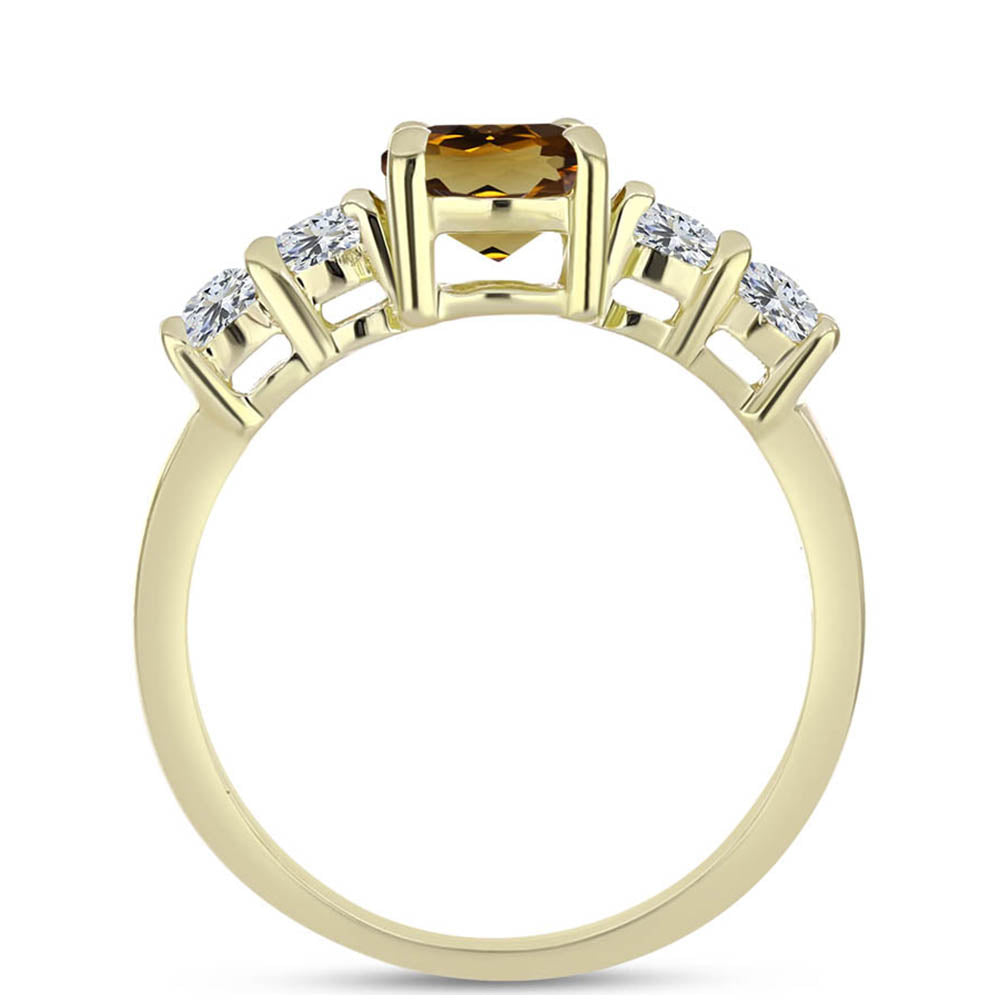 Inel din Argint 925 Placat cu Aur ( 2.14 grame ) cu Cuarț Coniac și Topaz Alb 1.61 Carate