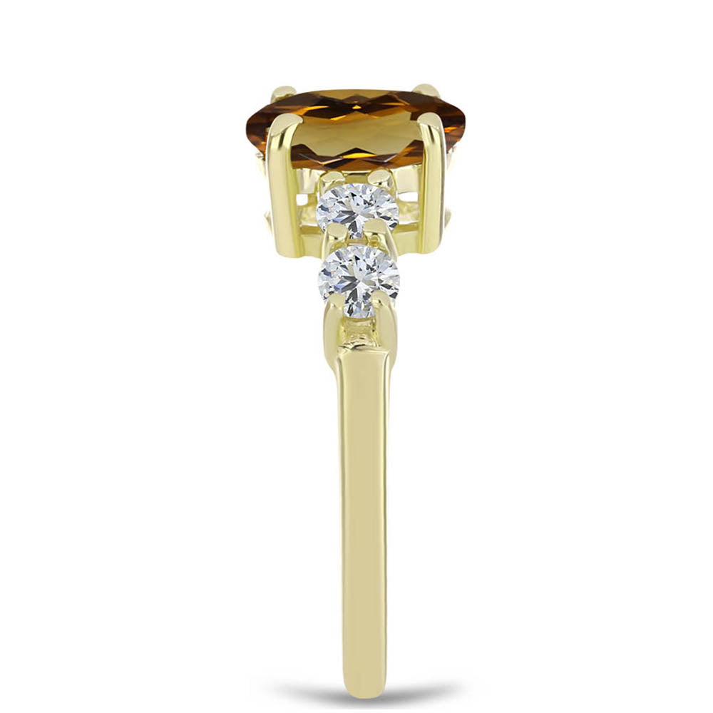 Inel din Argint 925 Placat cu Aur ( 2.14 grame ) cu Cuarț Coniac și Topaz Alb 1.61 Carate 4 