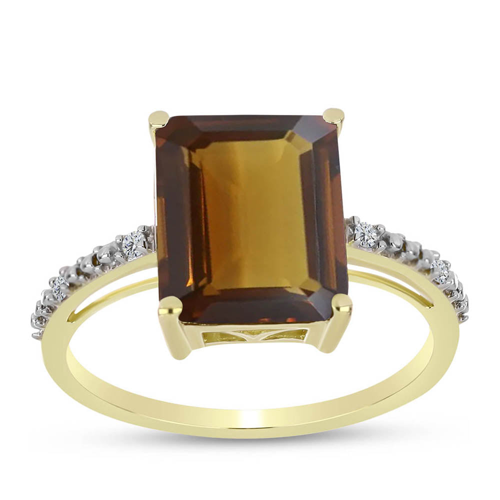 Inel din Argint 925 Placat cu Aur ( 2.42 grame ) cu Cuarț Coniac și Topaz Alb 5.44 Carate 3 