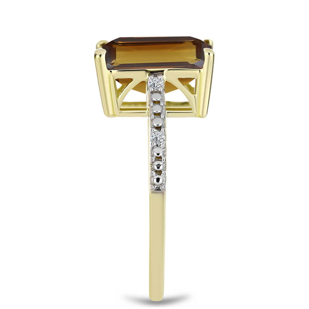 Inel din Argint 925 Placat cu Aur ( 2.42 grame ) cu Cuarț Coniac și Topaz Alb 5.44 Carate