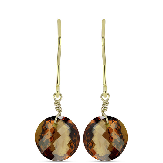 Cercei din Argint 925 Placat cu Aur ( 0.94 grame ) cu Cuarț Coniac 5.76 Carate