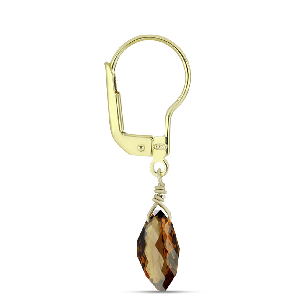 Cercei din Argint 925 Placat cu Aur ( 0.94 grame ) cu Cuarț Coniac 5.76 Carate