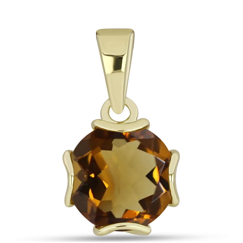 Pandantiv din Argint 925 Placat cu Aur ( 0.78 grame ) cu Cuarț Coniac 1.76 Carate