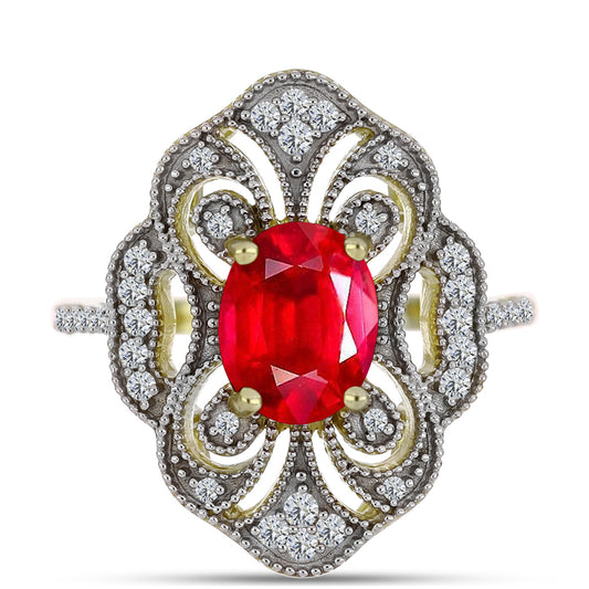 Inel din Argint 925 Placat cu Aur ( 4.45 grame ) cu Agat Roșu și Topaz Alb 2.28 Carate