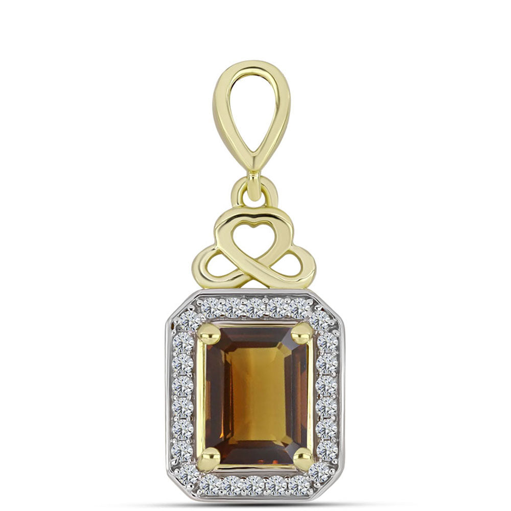 Pandantiv din Argint 925 Placat cu Aur ( 2 grame ) cu Cuarț Coniac și Topaz Alb 1.68 Carate 1 