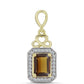 Pandantiv din Argint 925 Placat cu Aur ( 2 grame ) cu Cuarț Coniac și Topaz Alb 1.68 Carate